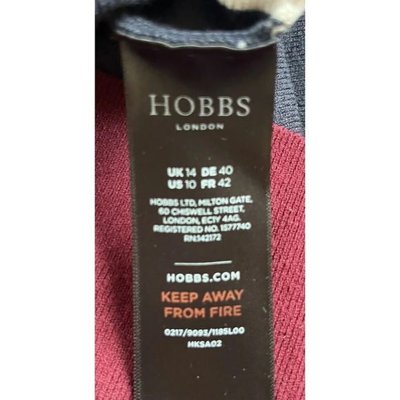 Hobbs London Grace Dress Stretch Knit Striped Blue Burgundy 10 - Picture 10 of 12